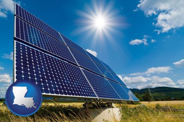 solar energy panels with photovoltaic cells - with Louisiana icon