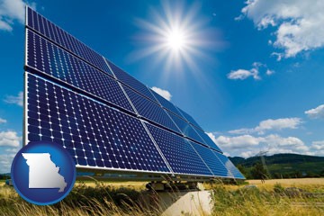 solar energy panels with photovoltaic cells - with Missouri icon